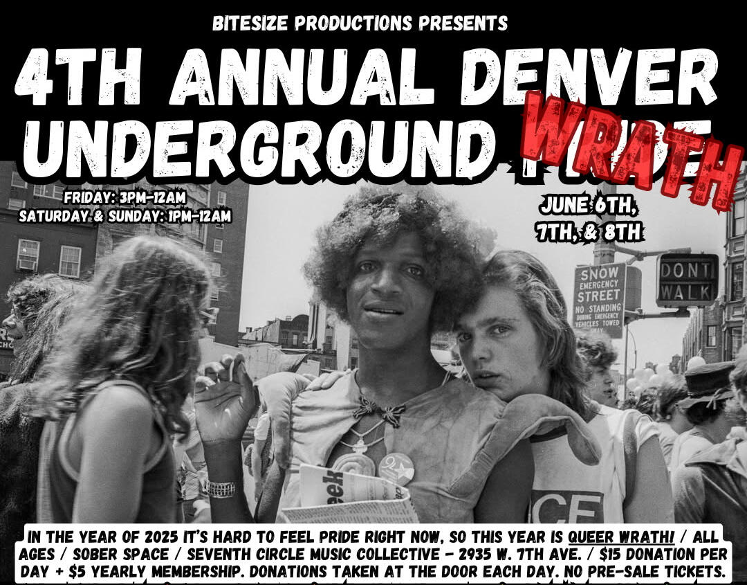 We will be at the 4th Annual Underground Pride (Wrath) at 7C on June 6th at 6pm! Come out for the whole day!